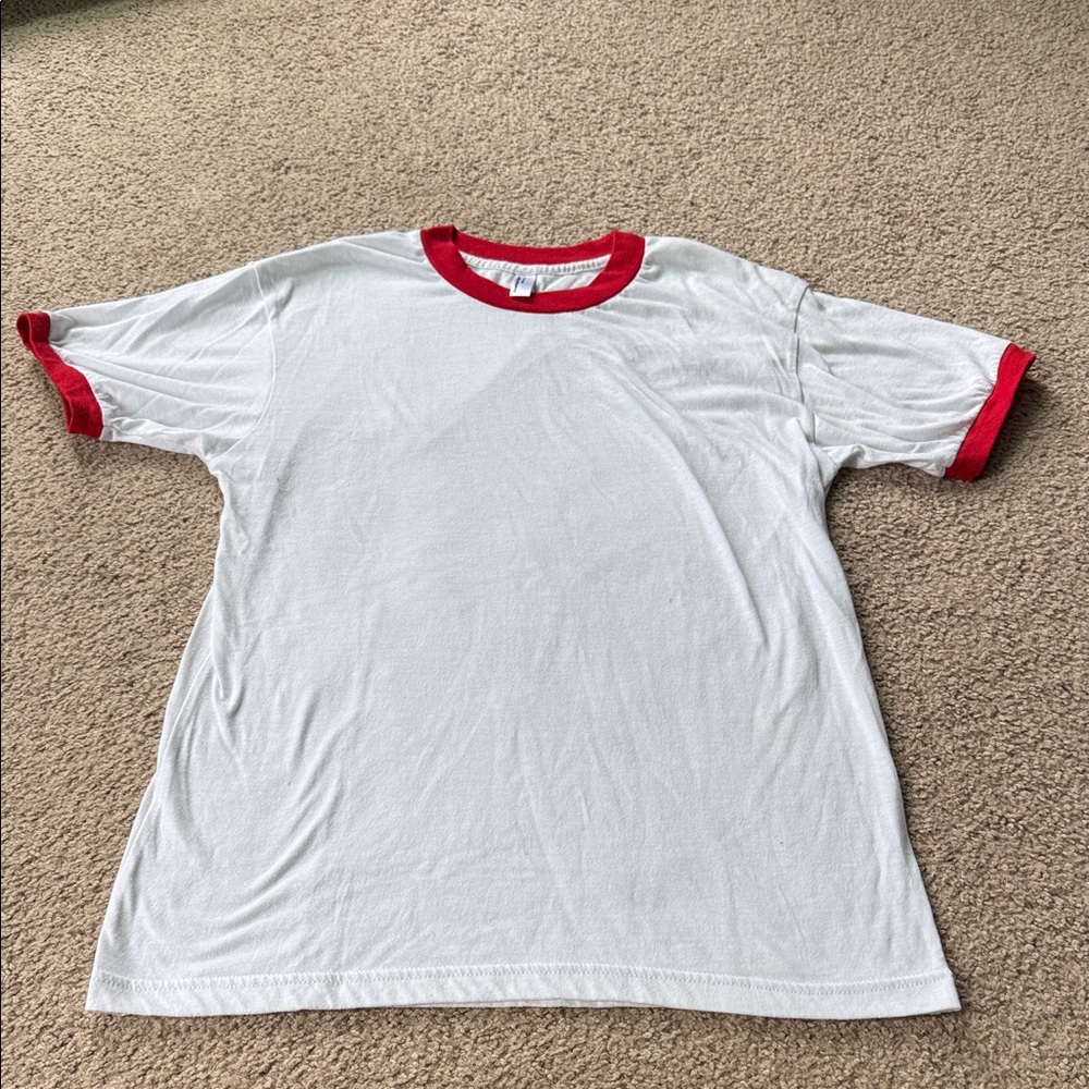 American Apparel White and Red Ringer Tee